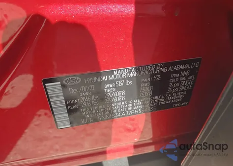 2023 Hyundai Santa Fe Sel from USA, damaged, VIN 5NMS34AJ2PH534335